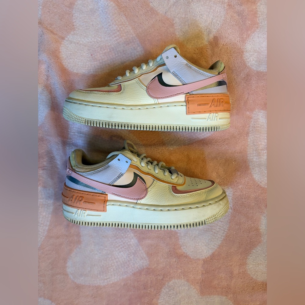 Nike Air Force 1 Shadow in Pink, Orange, and Cream